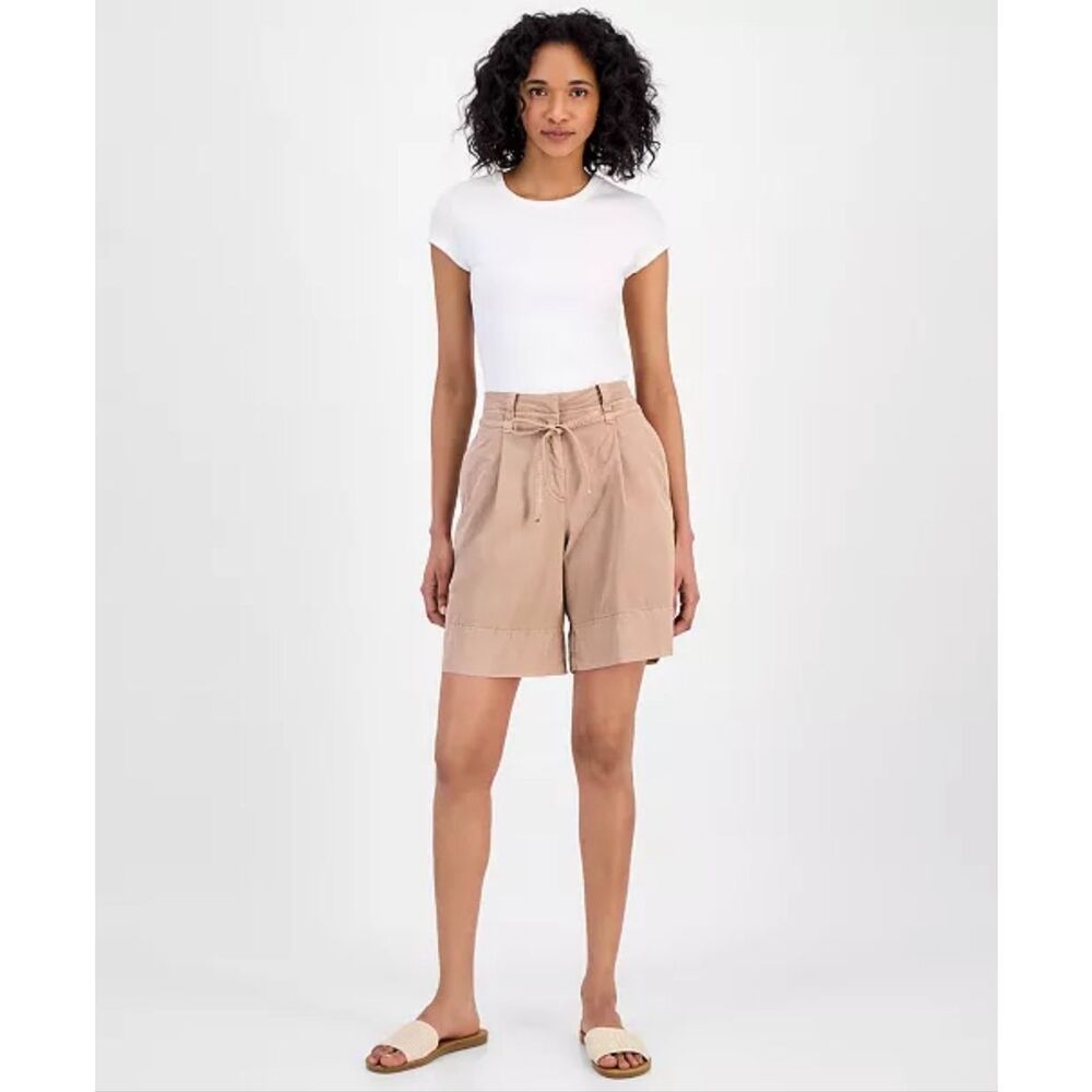 HUGO BOSS Orange High-Rise Baggy-Fit Shorts Beige 4